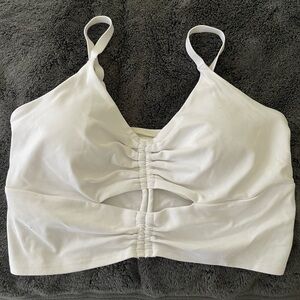 White Ruched Women's Sports Top